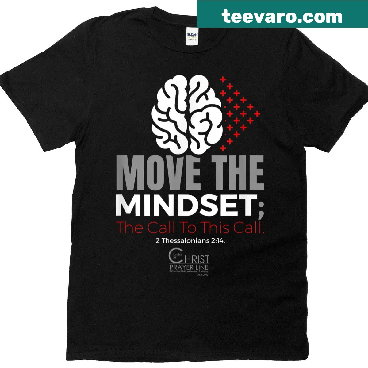 Inspirational T-shirt for women featuring motivational faith-based text — on a men's t-shirt