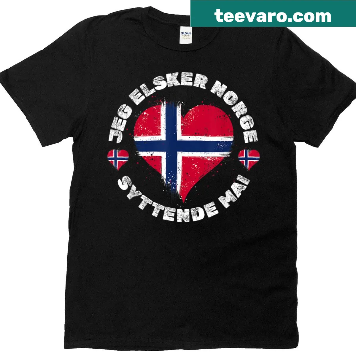 Norway flag graphic on National Day T-shirt — on a men's t-shirt