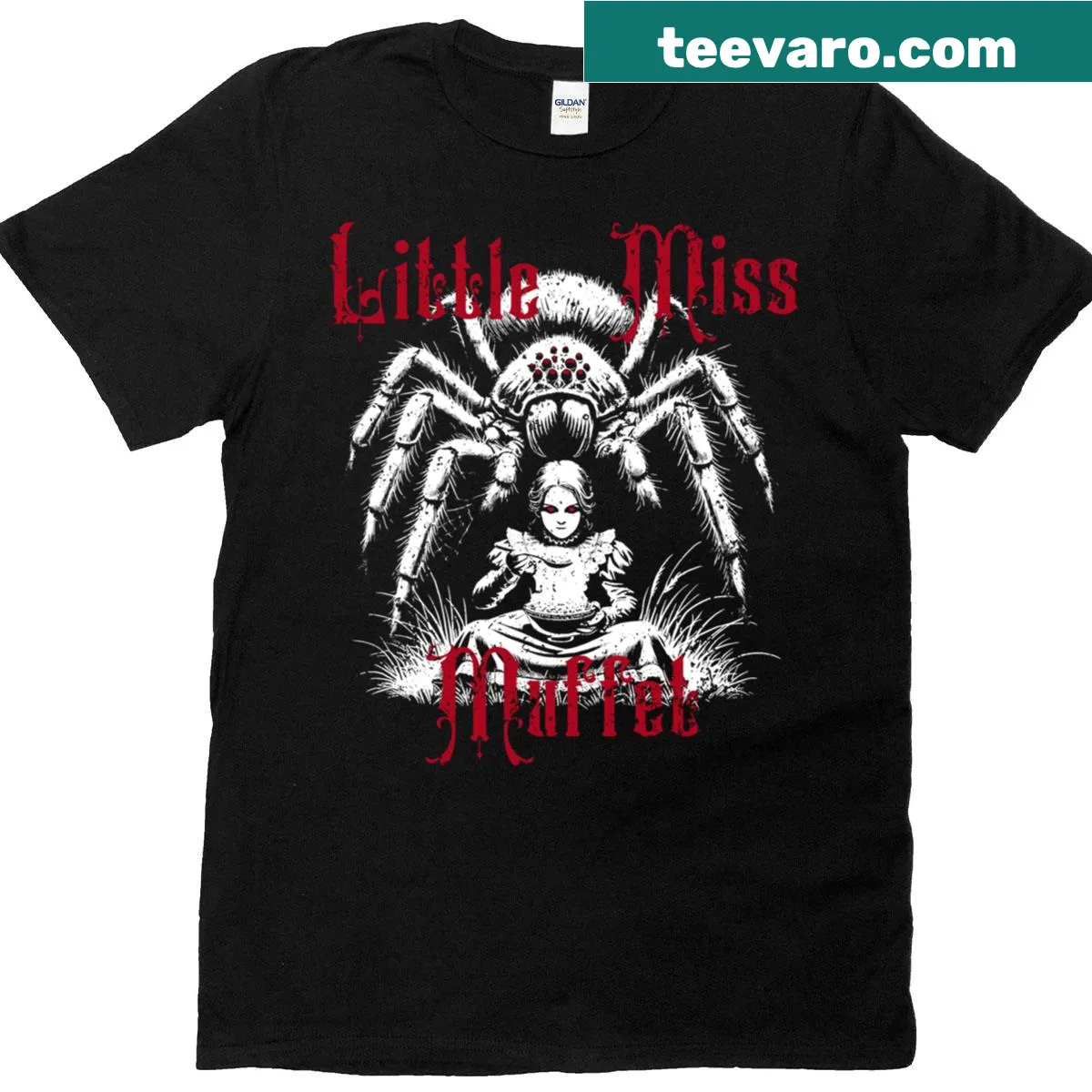Cute Little Miss Muffet cartoon t-shirt for kids — on a men's t-shirt