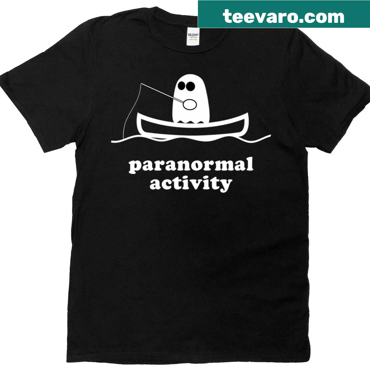 Black T-shirt with Paranormal Activity13 graphic — on a men's t-shirt