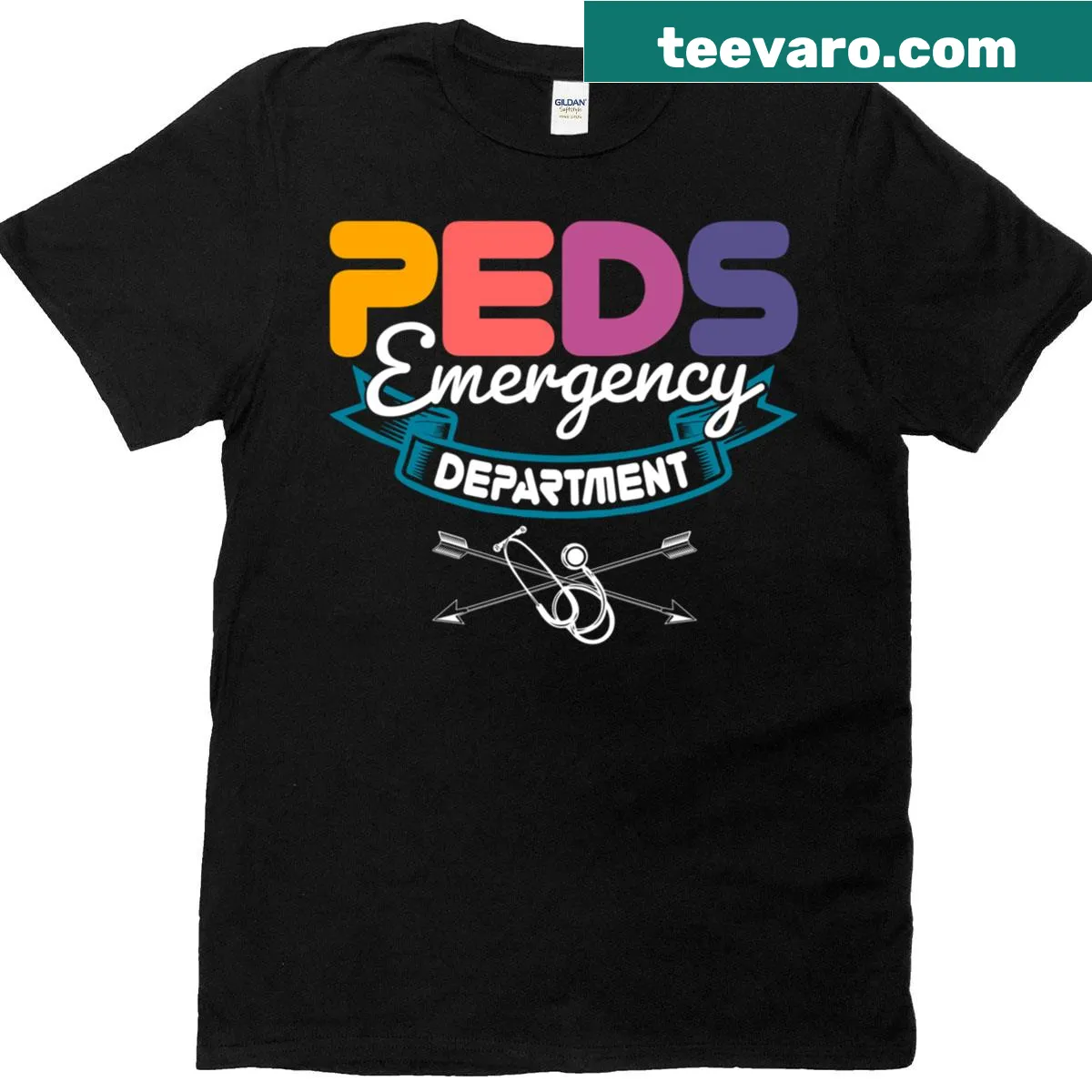 Emergency pediatric nurse graphic on a t-shirt for healthcare professionals — on a men's t-shirt