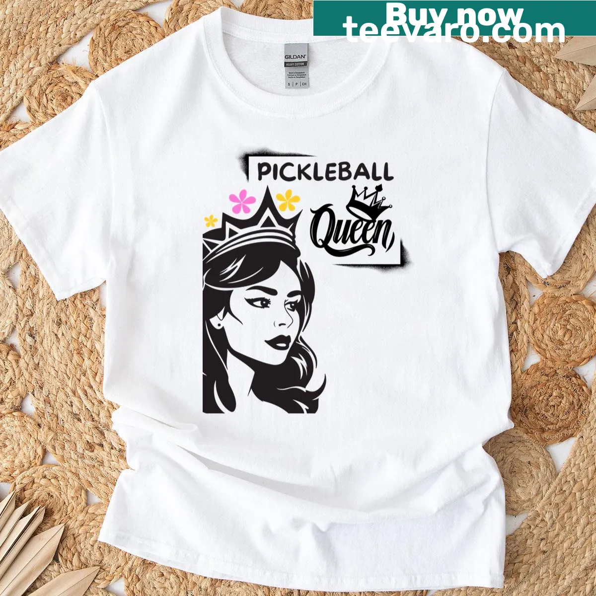 Pickleball Queen T-shirt featuring bold text design — on a men's t-shirt