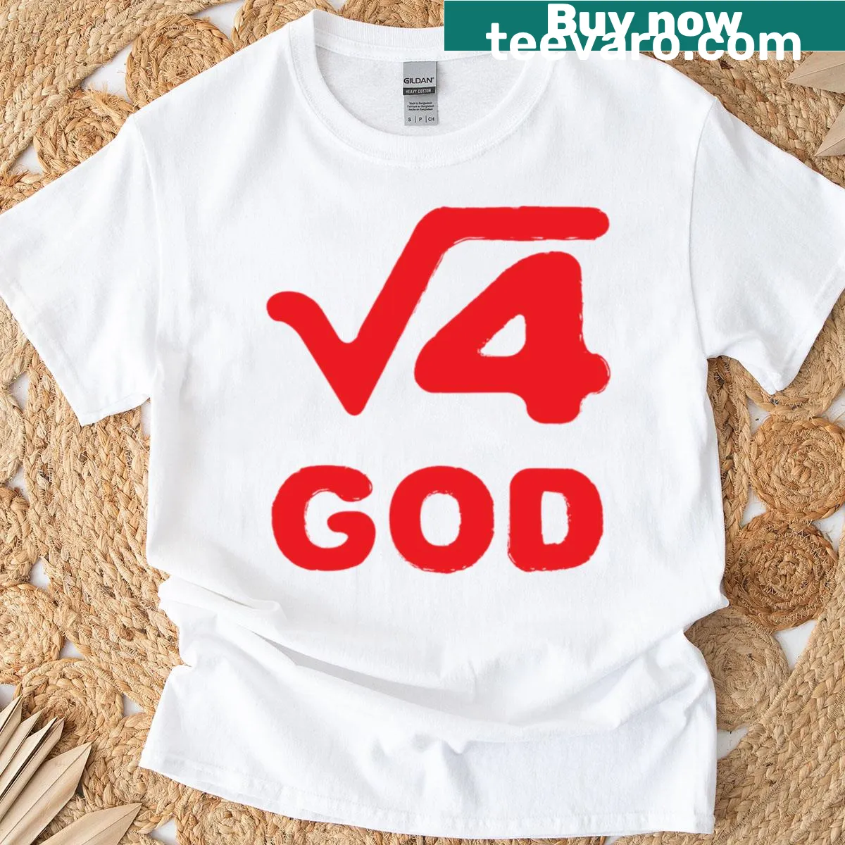 Radical 4 God red text graphic T-shirt in bold design — on a men's t-shirt
