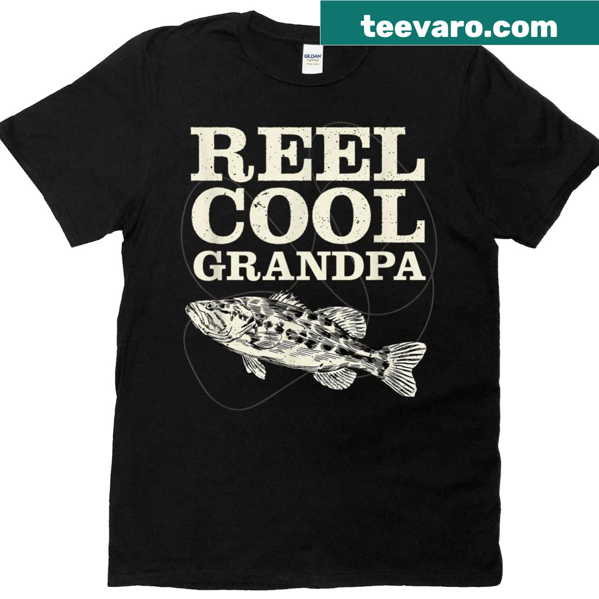 Typographic design celebrating fishing grandpas — on a men's t-shirt