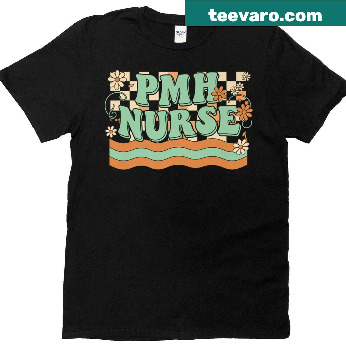 Retro flower design T-shirt celebrating nurse moms for Mother's Day — on a men's t-shirt