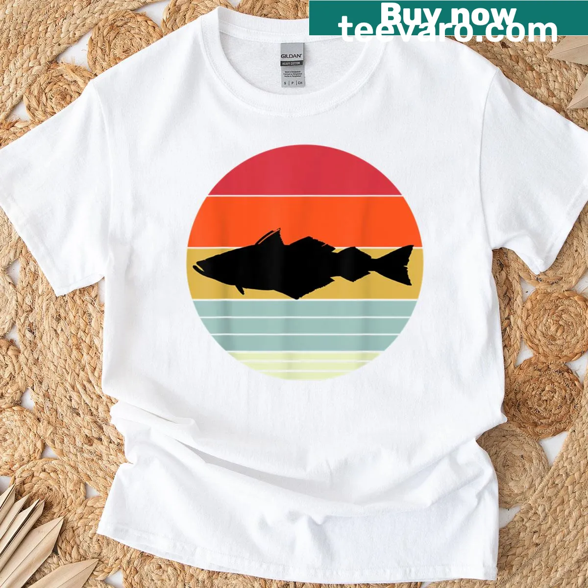 Vintage Pollack fish graphic T-shirt for fishermen — on a men's t-shirt