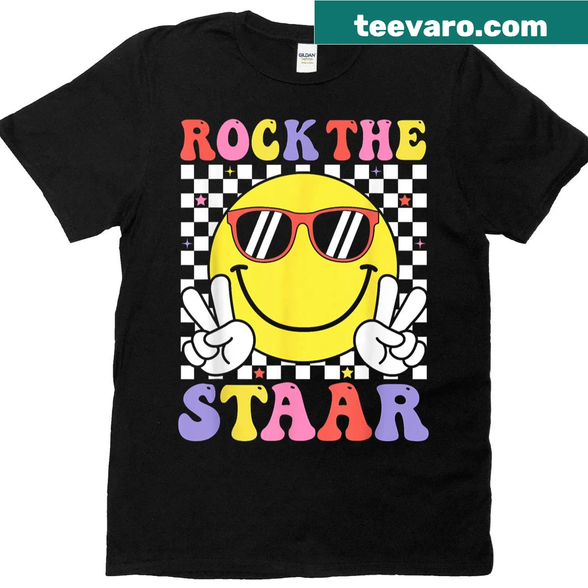 Retro tee for teachers with a motivational STAAR testing slogan. — on a men's t-shirt