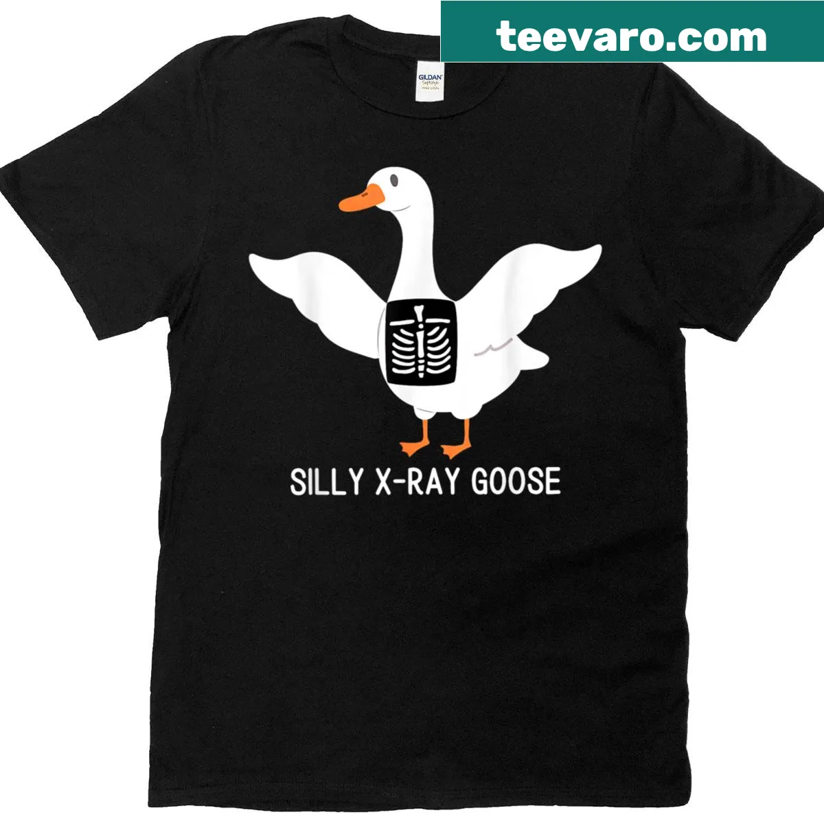 Funny T-shirt for rad tech nurses featuring the phrase 'Silly Goose'. — on a men's t-shirt