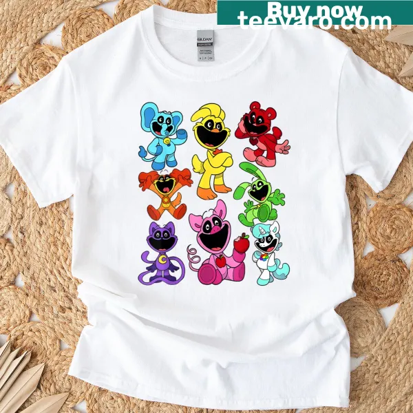 Cartoon animals in costumes smiling