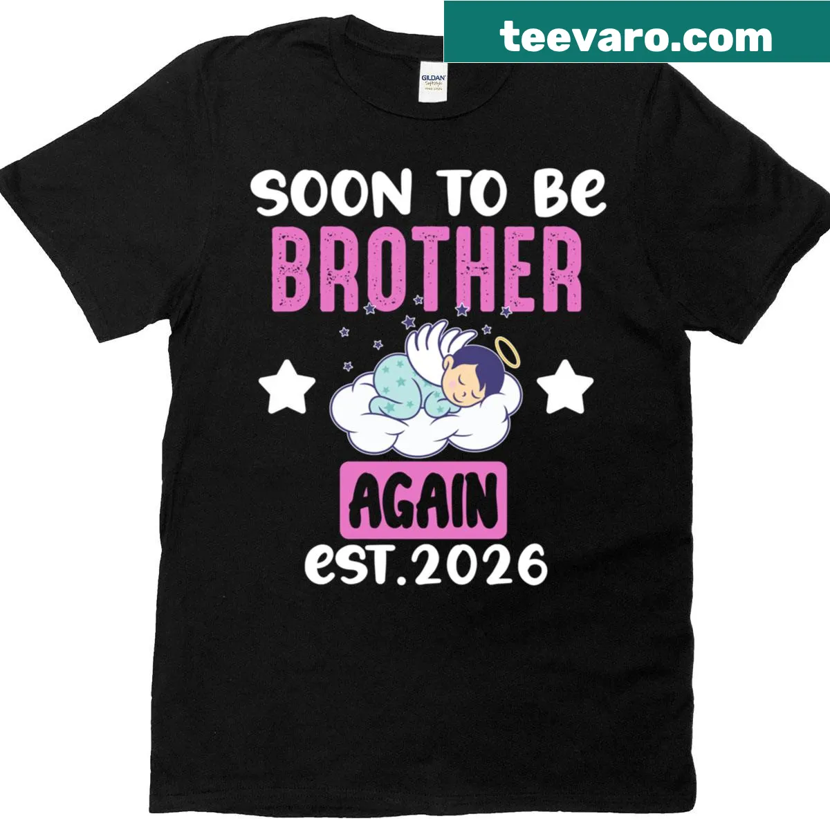 Baby boy gender reveal t-shirt for soon-to-be brothers — on a men's t-shirt
