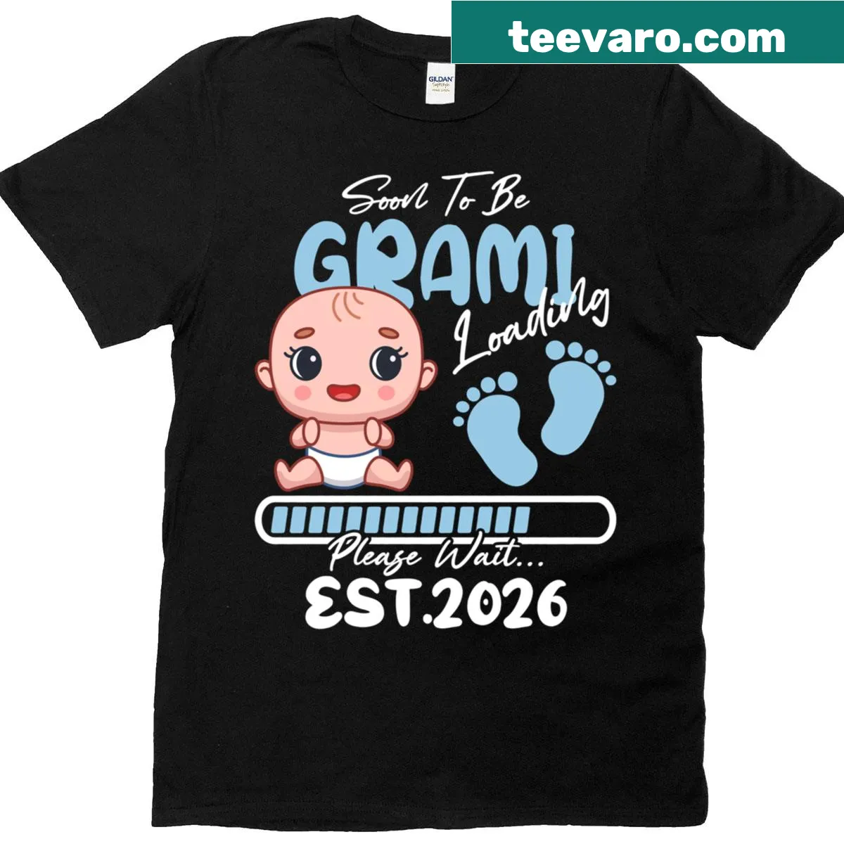 Funny loading graphic for a soon-to-be grandma T-shirt — on a men's t-shirt