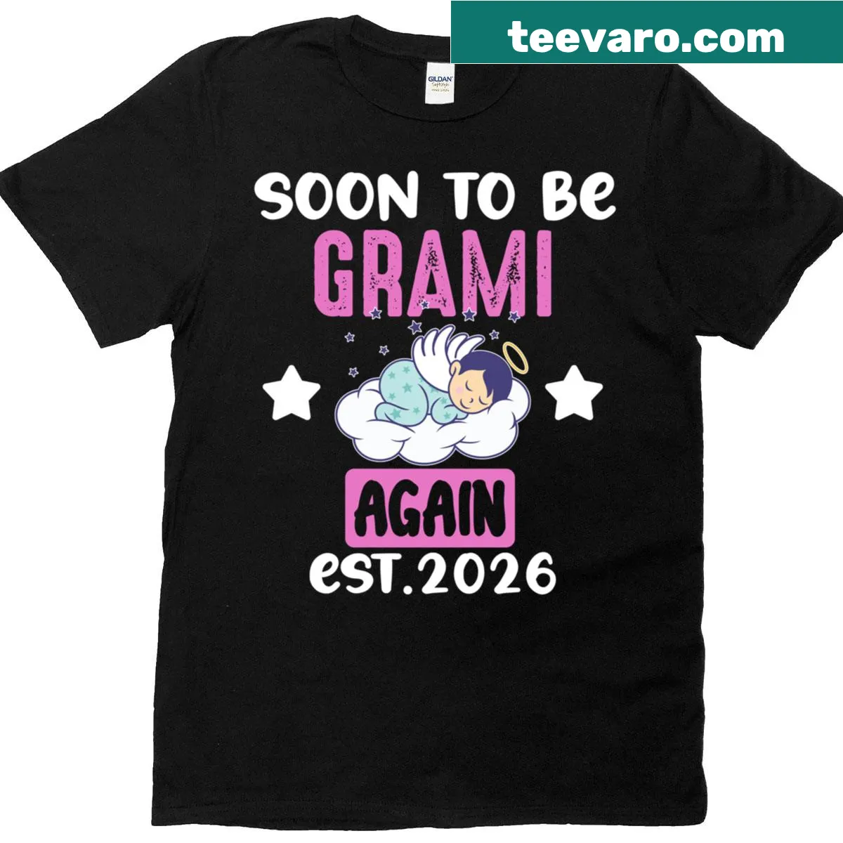Text says 'Soon To Be Grami Again 2026' for a baby boy gender reveal. — on a men's t-shirt