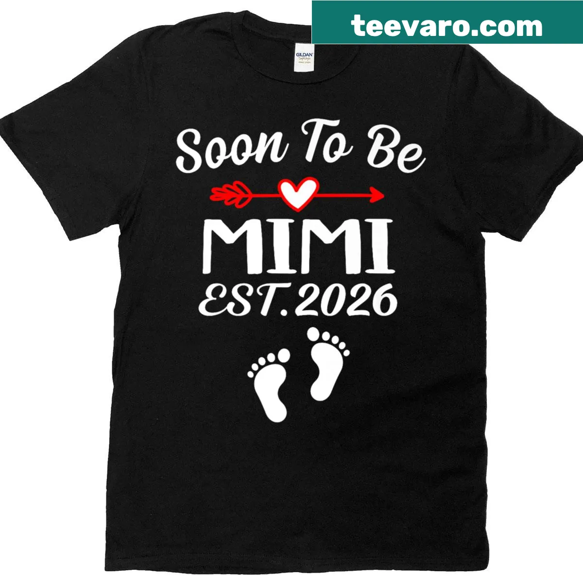 Cute t-shirt with 'Soon To Be Mimi Est 2026' and baby feet illustration — on a men's t-shirt