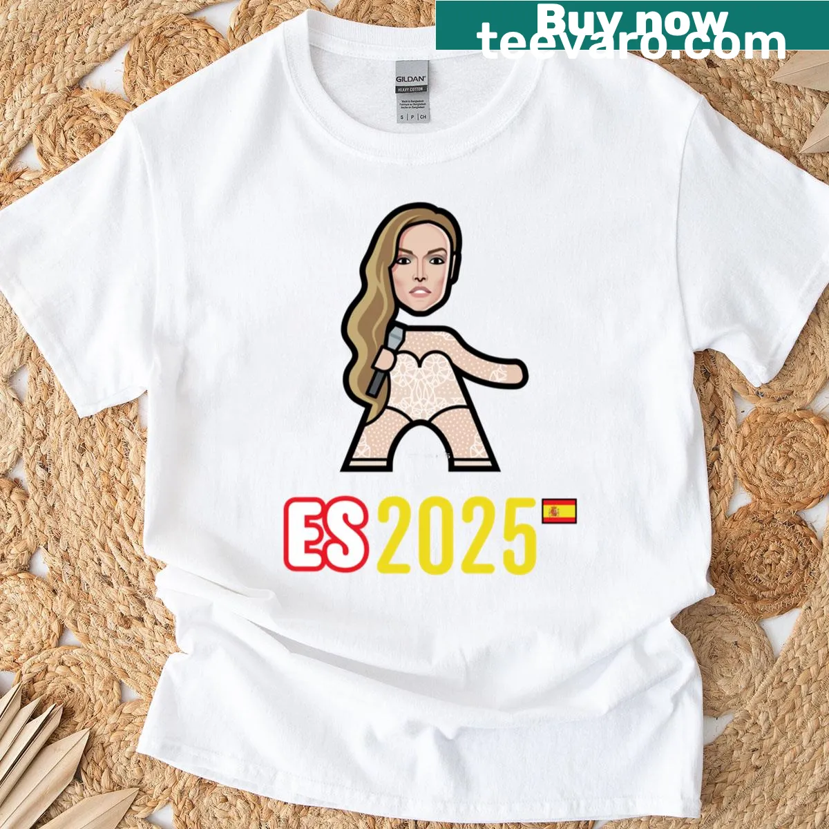 Illustration T-shirt celebrating Spain as a travel destination for 2025 — on a men's t-shirt