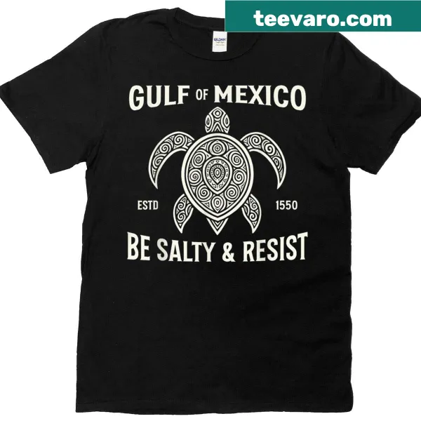 Playful beach-themed T-shirt with salt and turtle references