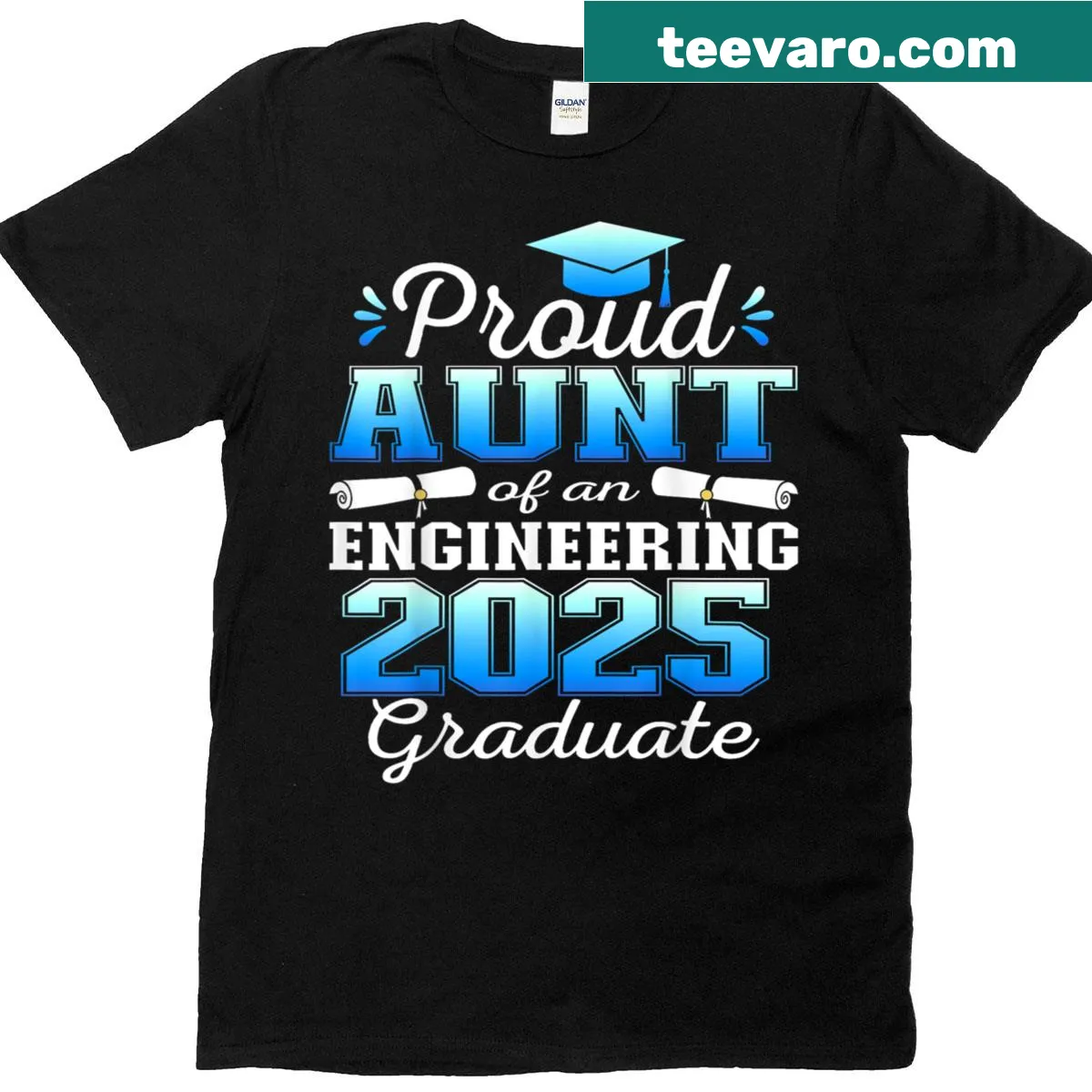 T-shirt with the phrase 'Super Proud Aunt Of 2025 Engineering Graduate' — on a men's t-shirt
