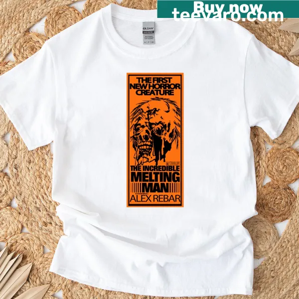 Humorous graphic of 'The Incredible Melting Man' on a fun T-shirt