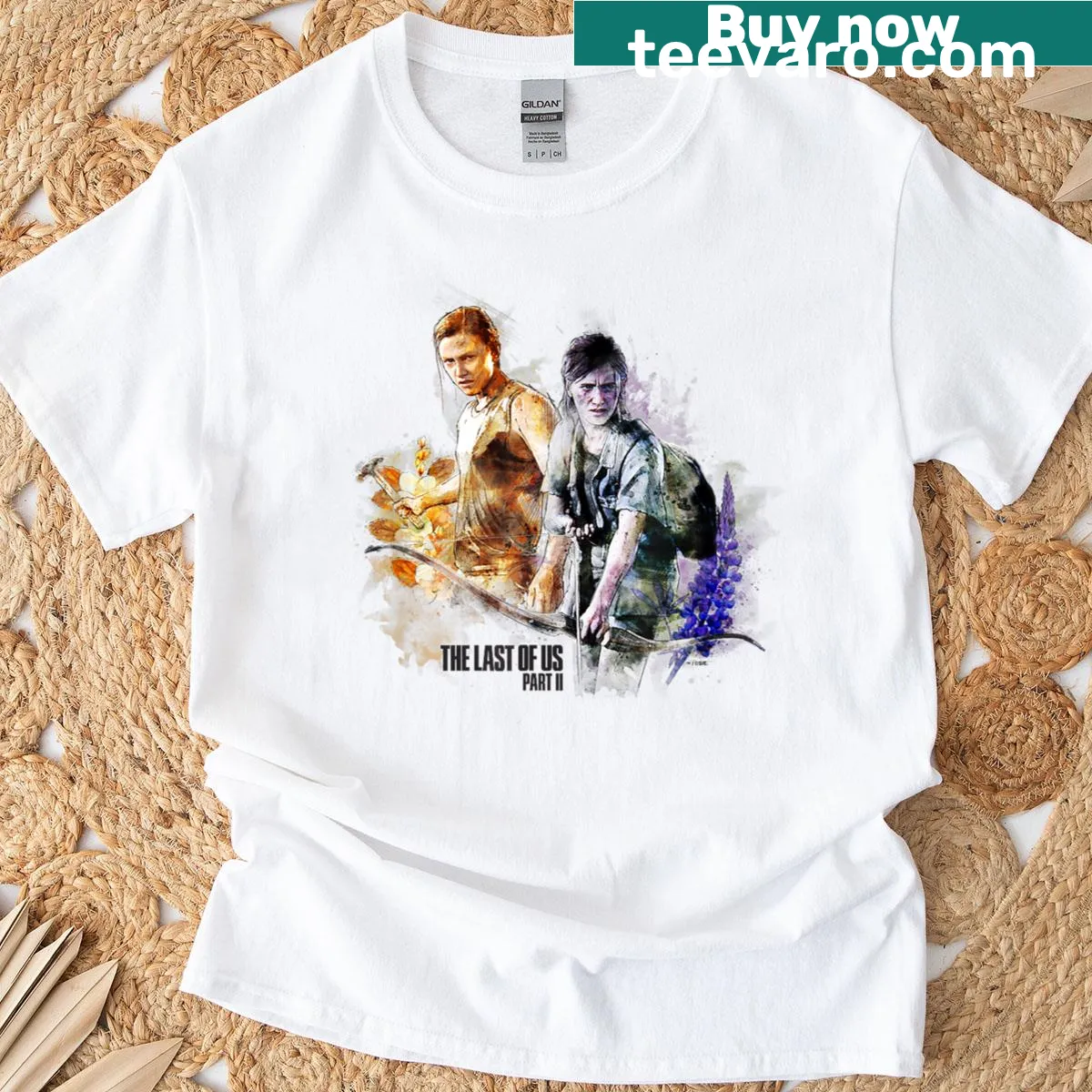 T-shirt featuring floral designs inspired by 'The Last of Us Part II'. — on a men's t-shirt