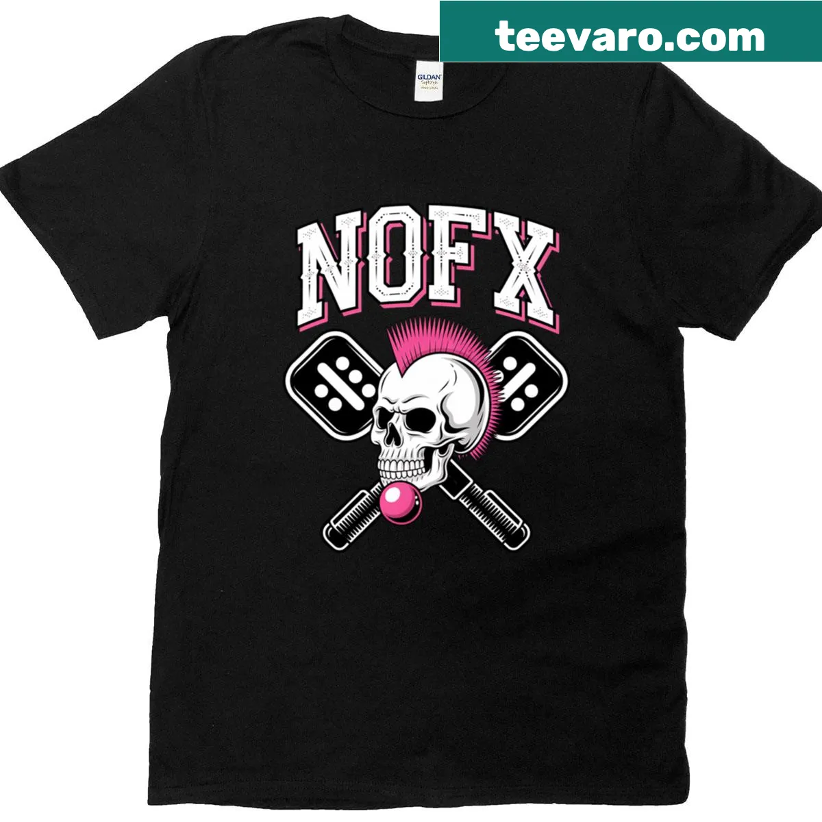 NOFX band tribute T-shirt with simple typography — on a men's t-shirt