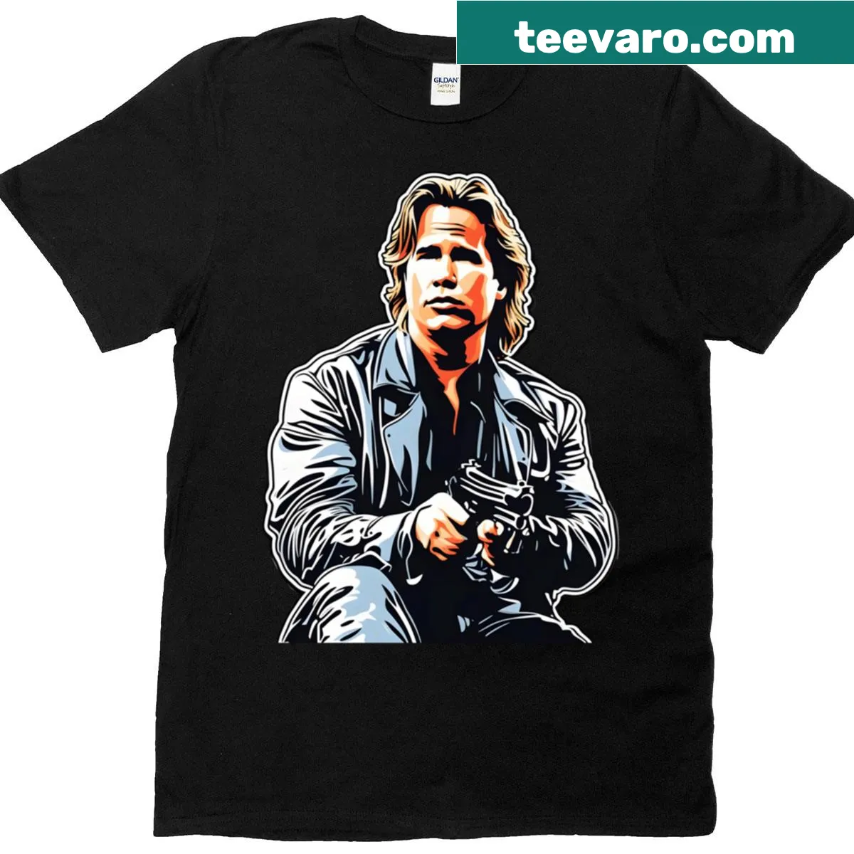 Nostalgic retro Val Kilmer portrait t-shirt — on a men's t-shirt
