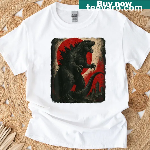 Funny vintage Kaiju monster graphic on a T-shirt