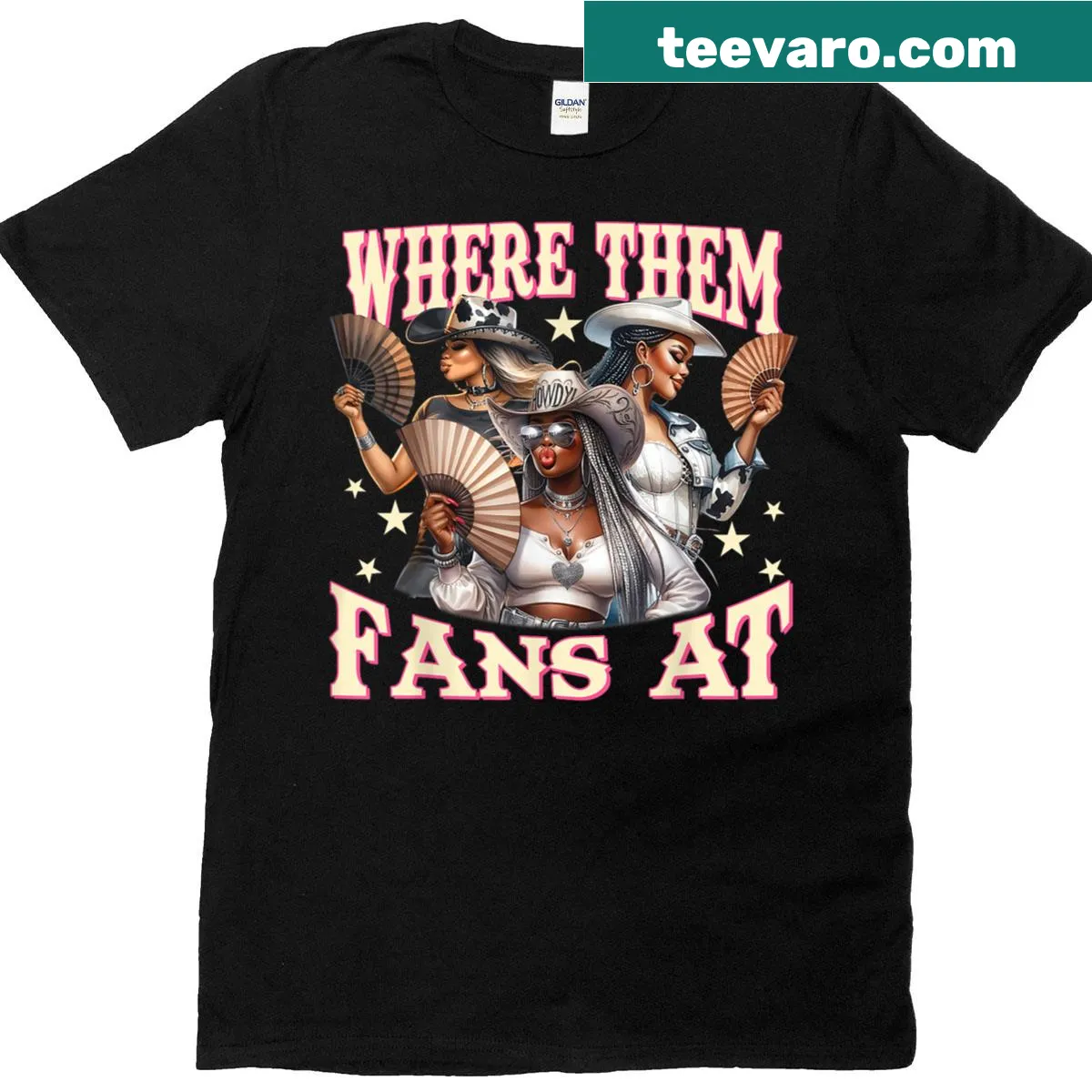 Illustration of melanin cowgirls on a country life t-shirt — on a men's t-shirt