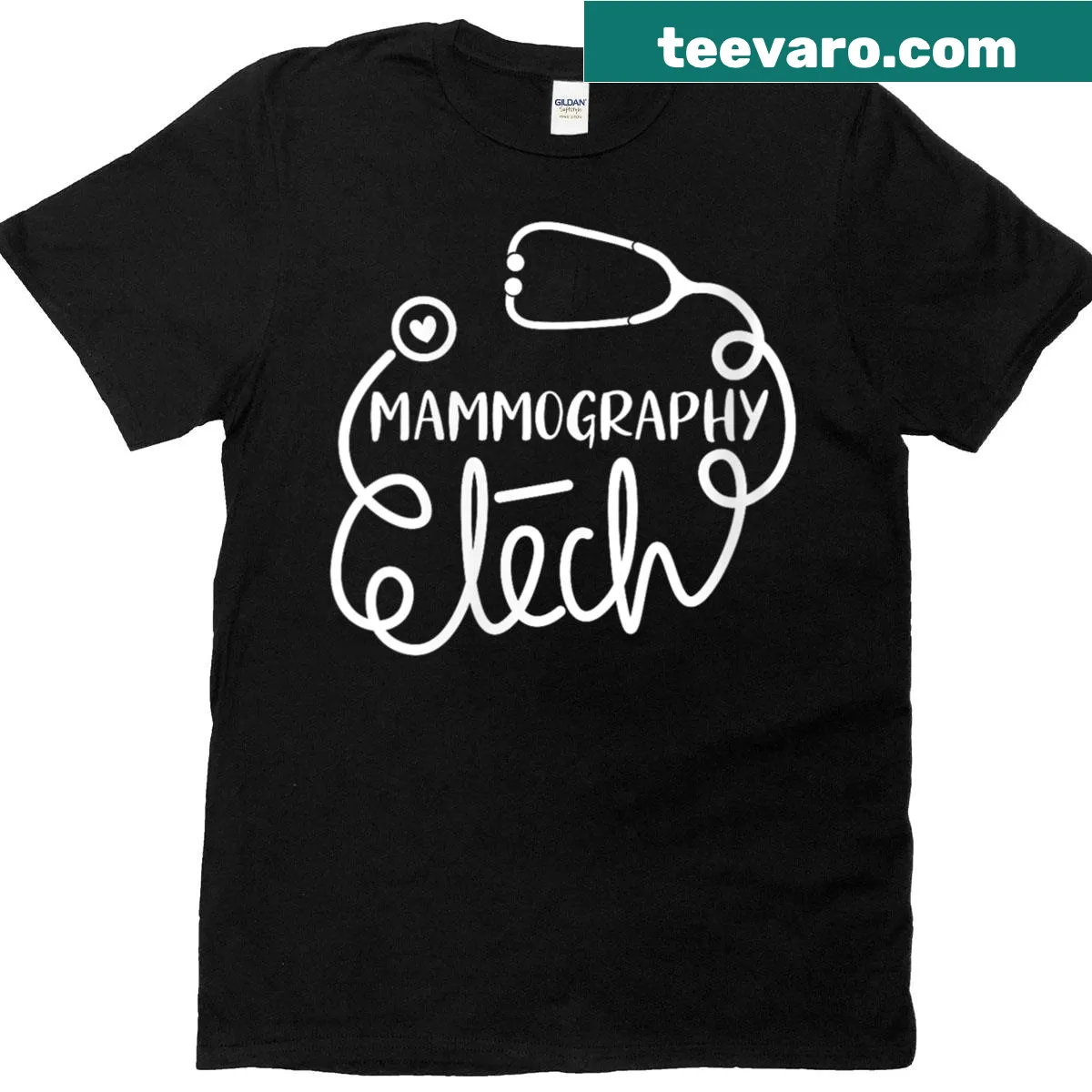 Mammo Technologist T-shirt with professional text graphic — on a men's t-shirt