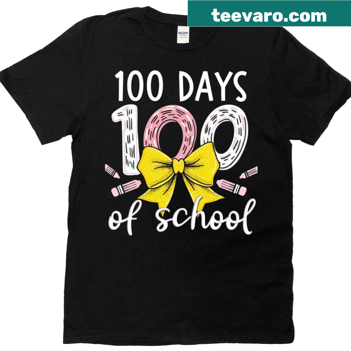 Girls T-shirt featuring a coquette bow for 100 days of school — on a men's t-shirt