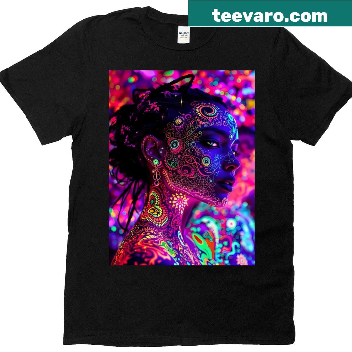 Psychedelic fractal design T-shirt with 3D effect. — on a men's t-shirt