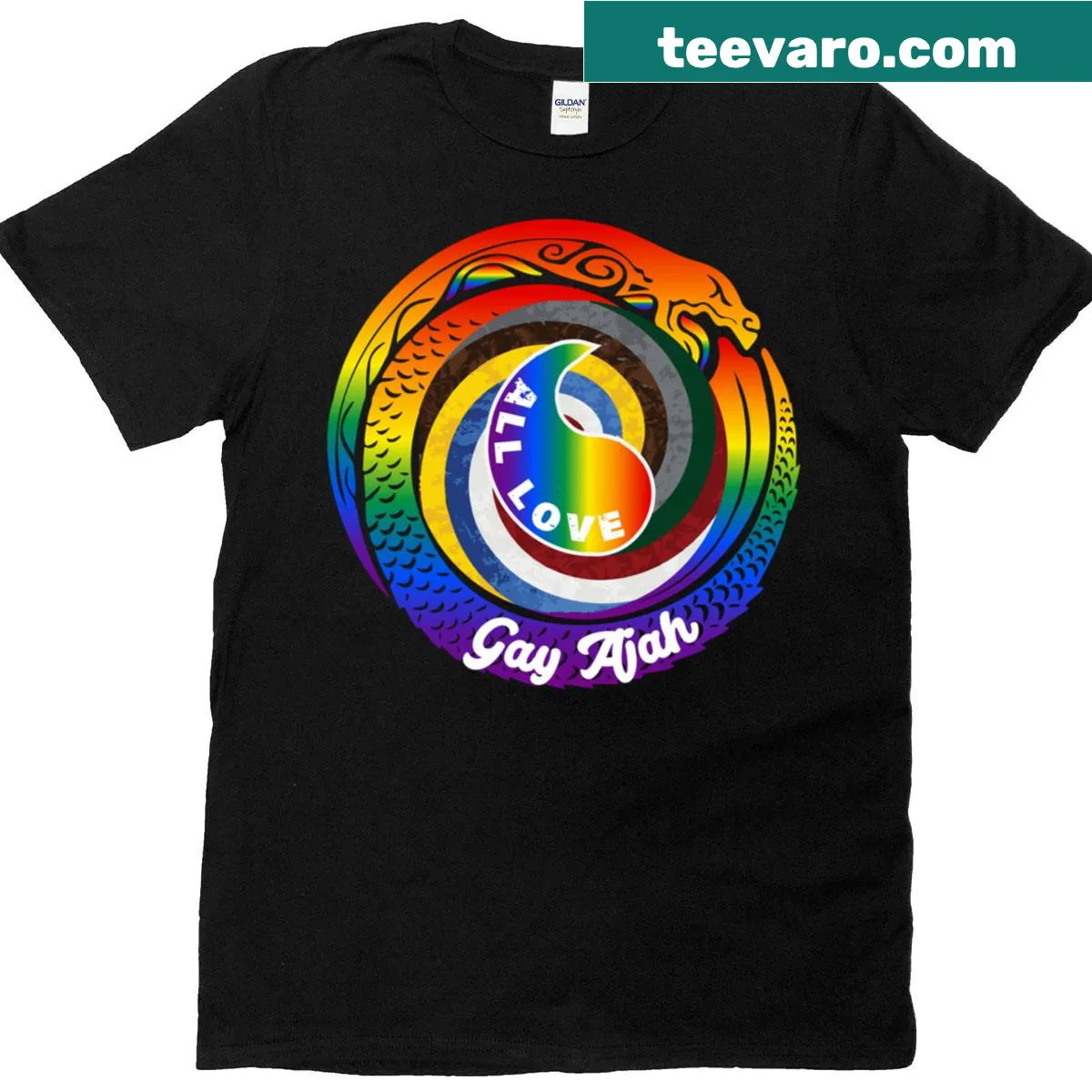 Minimalistic Ajah text graphic on t-shirt — on a men's t-shirt