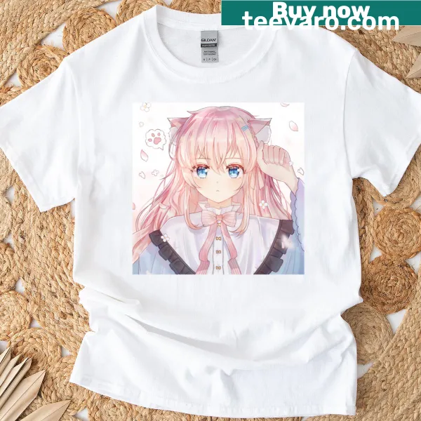 Whimsical anime-themed graphic on a t-shirt