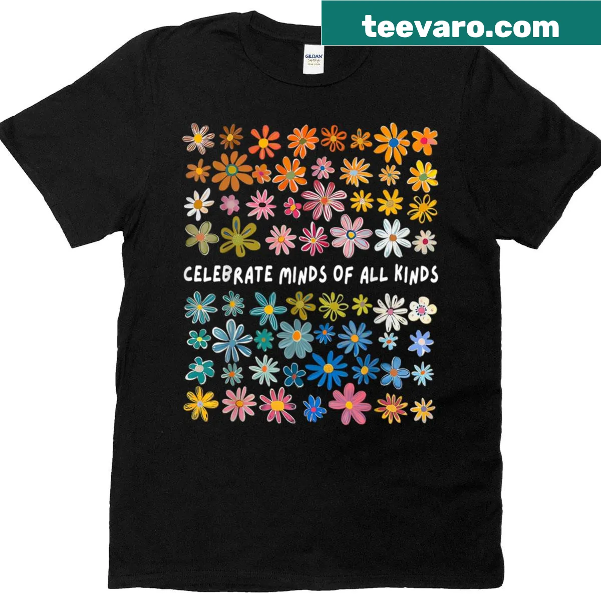 Floral design celebrating autism awareness and neurodiversity — on a men's t-shirt