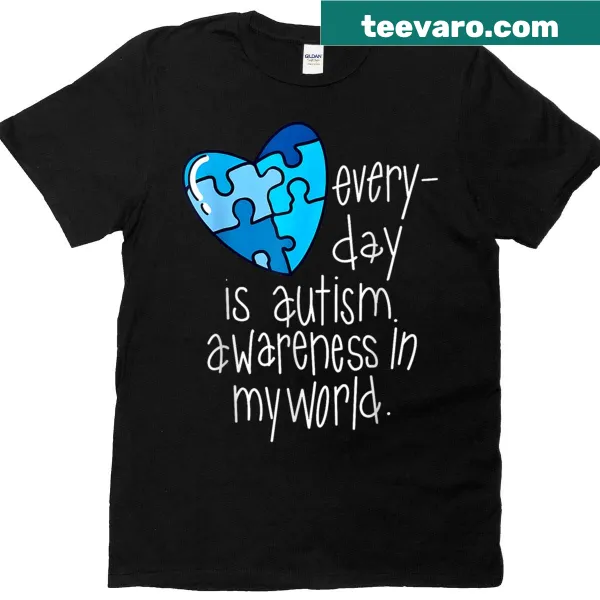 Puzzle design with autism awareness text on t-shirt