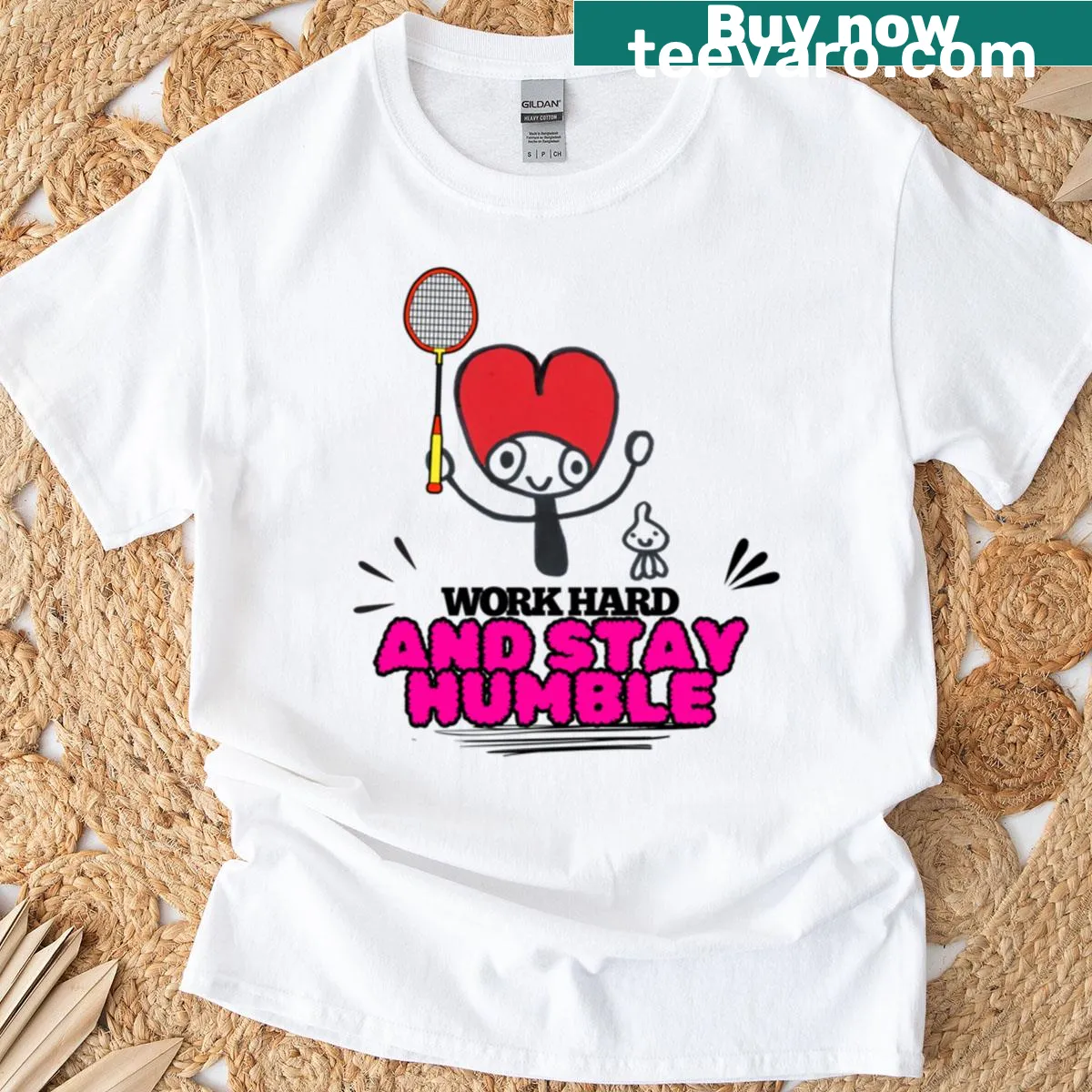 Inspiring T-shirt with the phrase Work Hard And Stay Humble — on a men's t-shirt