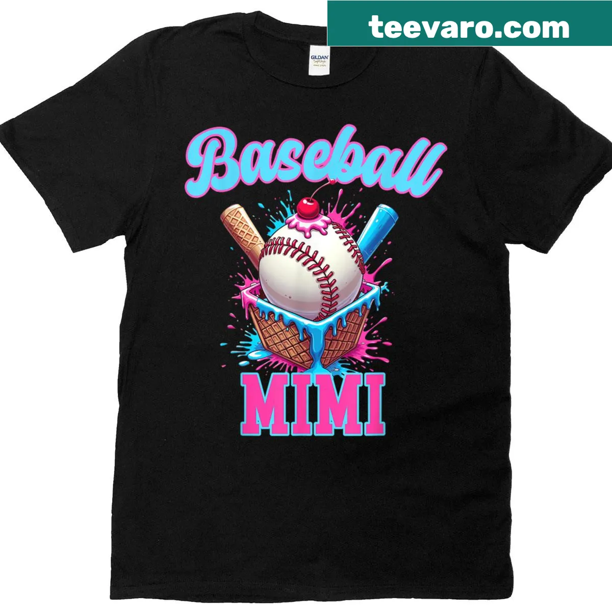 Cute baseball melting into ice cream graphic for moms — on a men's t-shirt