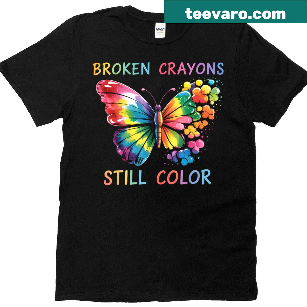 Bold typography mental health awareness t-shirt with crayon theme — on a men's t-shirt