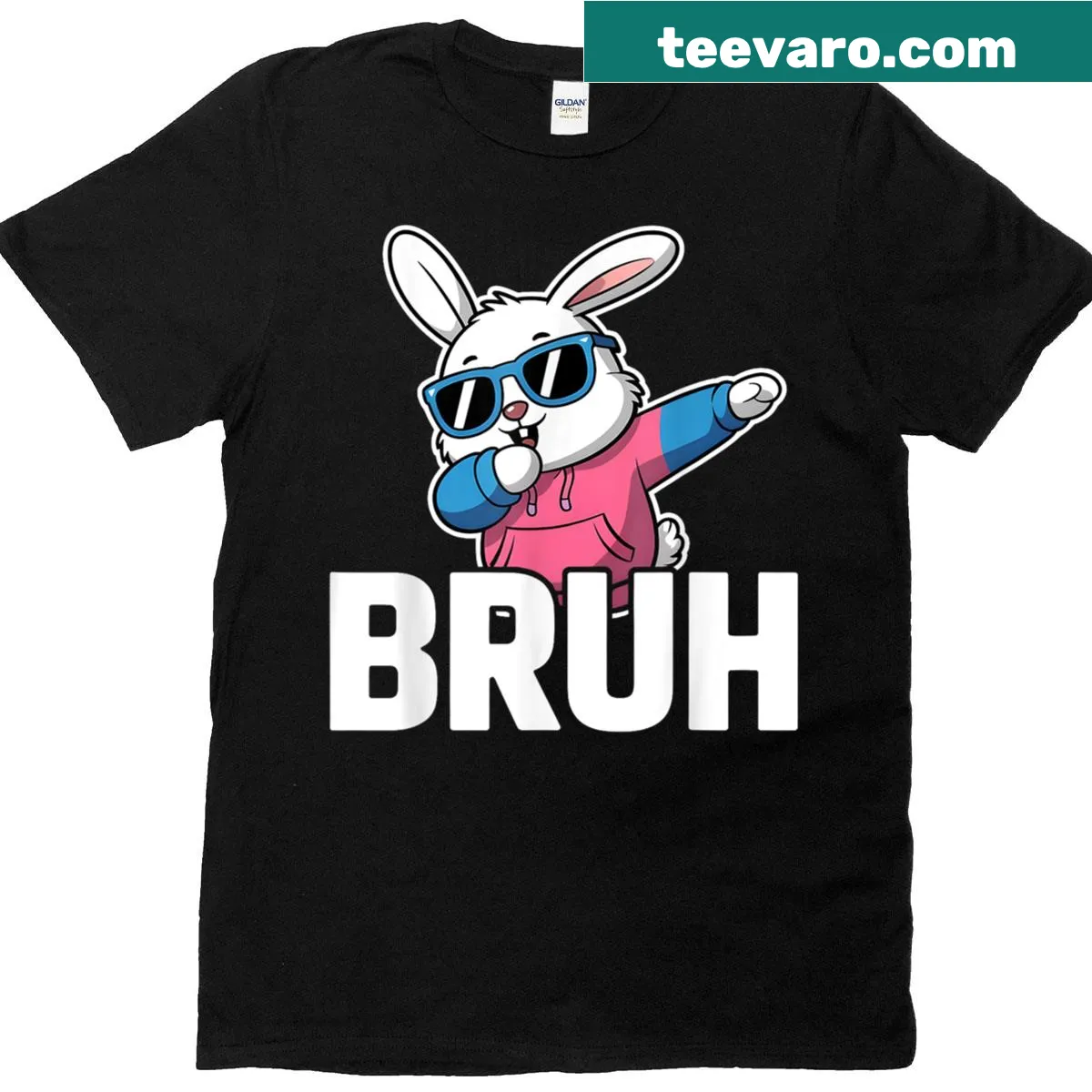 Funny bunny doing the dab dance on a t-shirt — on a men's t-shirt