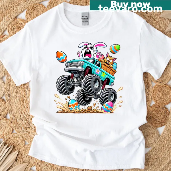 Monster truck with a bunny for Easter t-shirt