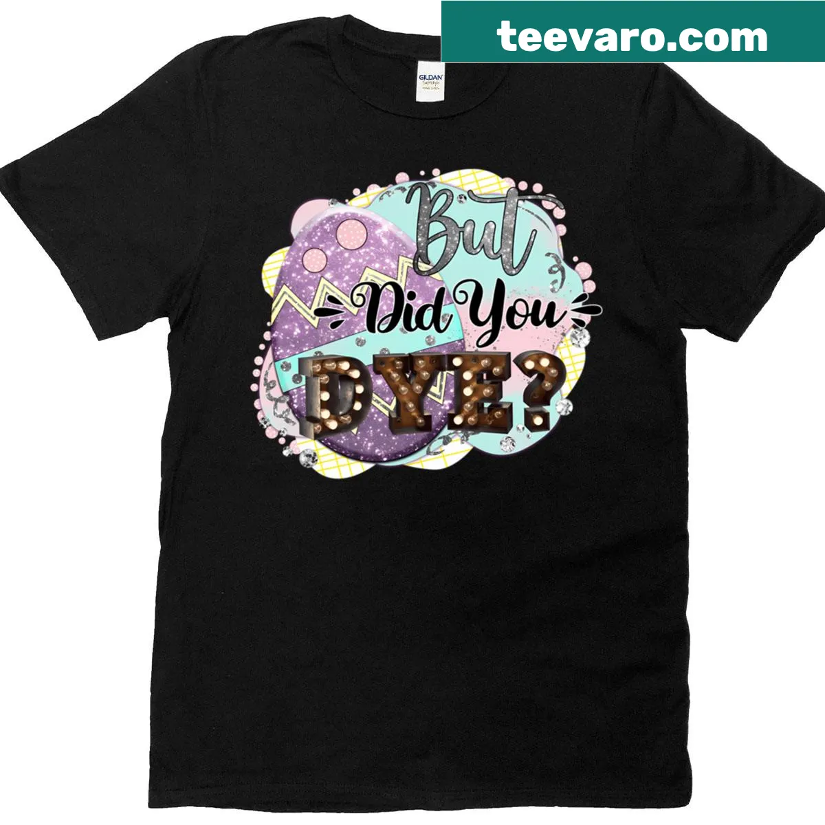 Funny Easter t-shirt with playful text for egg hunters — on a men's t-shirt