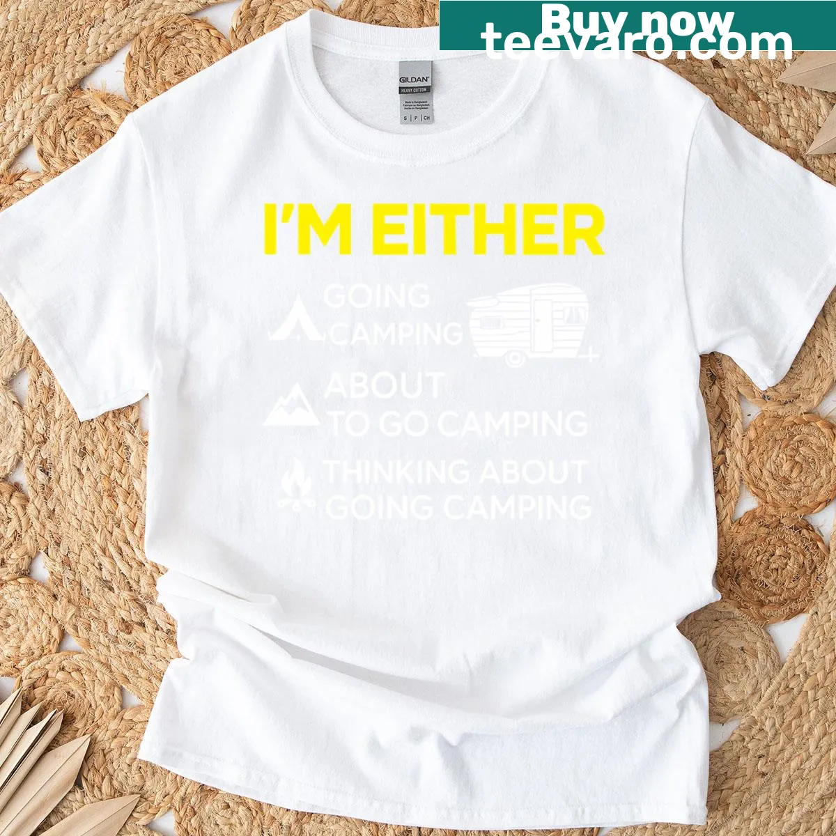 Funny Camping State of Mind quote T-shirt for outdoor lovers — on a men's t-shirt