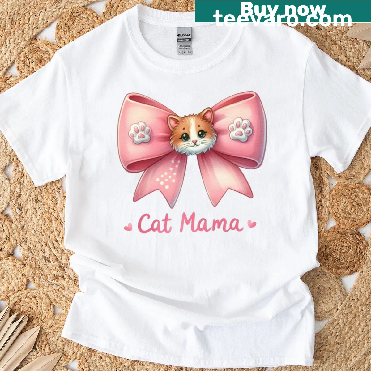 Cat Mama t-shirt with playful typography design — on a men's t-shirt