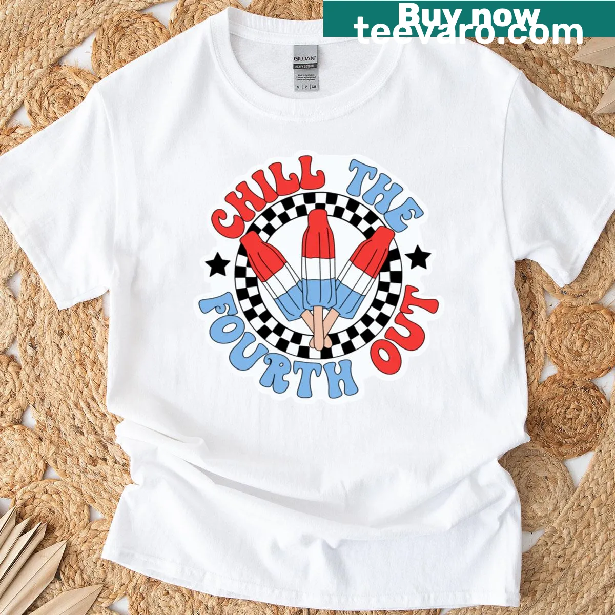 Funny typography t-shirt saying 'Chill The Fourth Out' — on a men's t-shirt