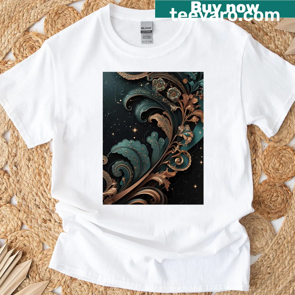 Delicate flourish hand-lettered design T-shirt — on a men's t-shirt