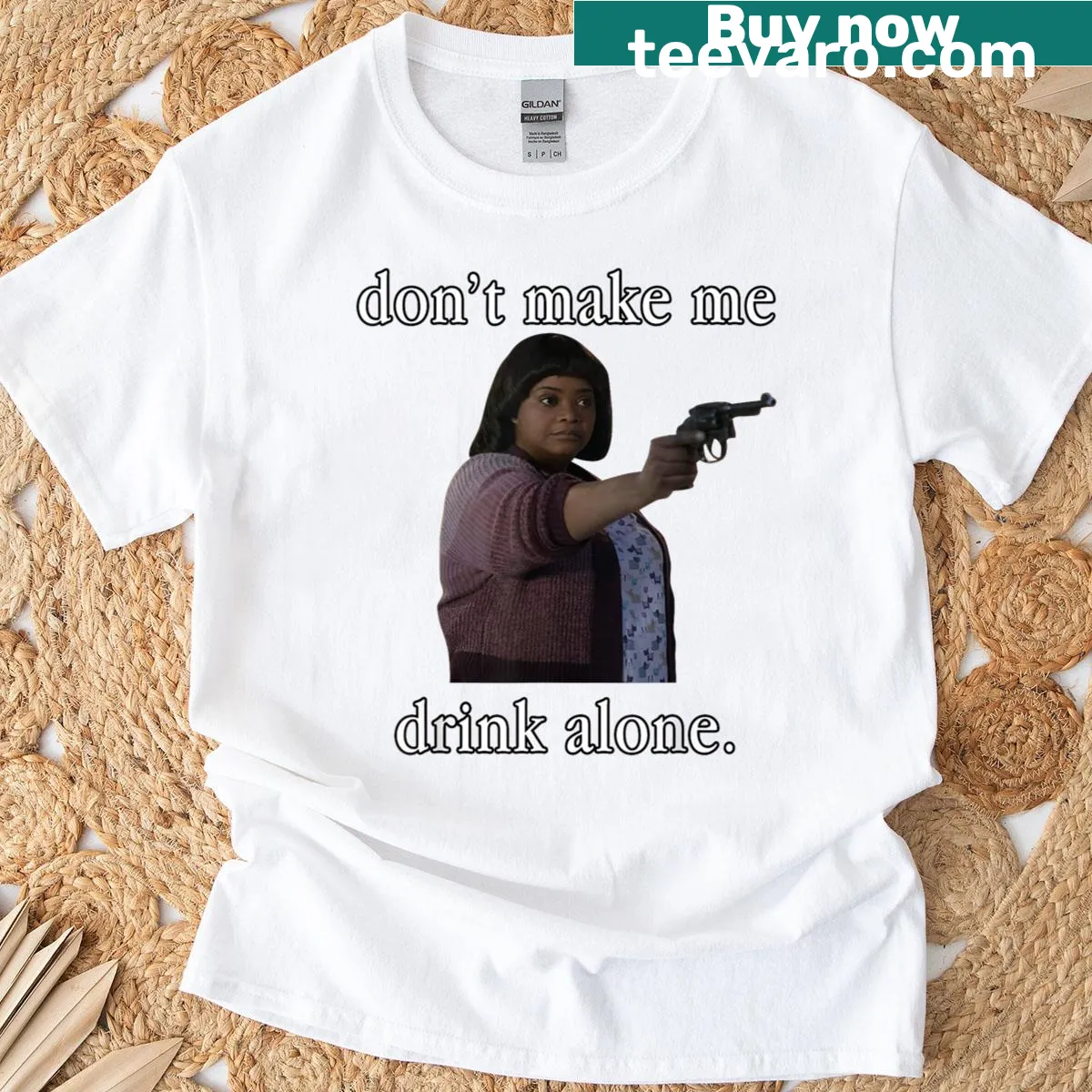 Funny Mother's Day T-shirt with text 'Don't Make Me Drink Alone' — on a men's t-shirt