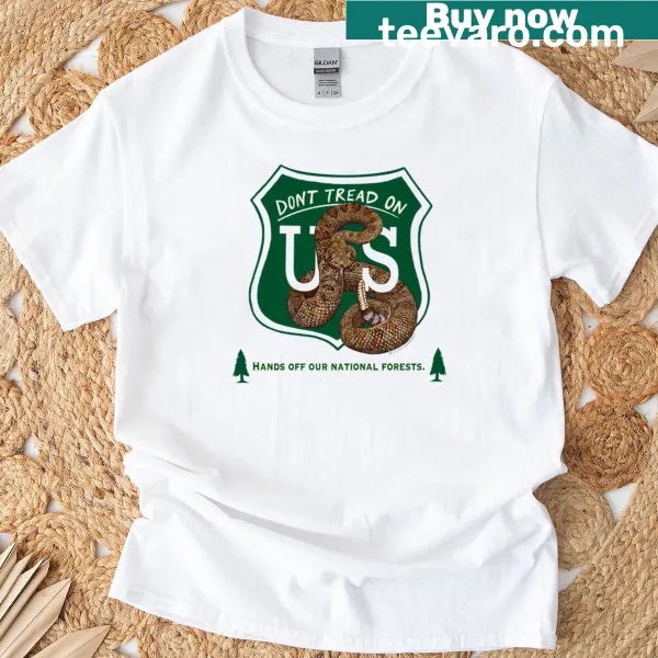 Patriotic t-shirt with rattlesnake emblem and national forests message