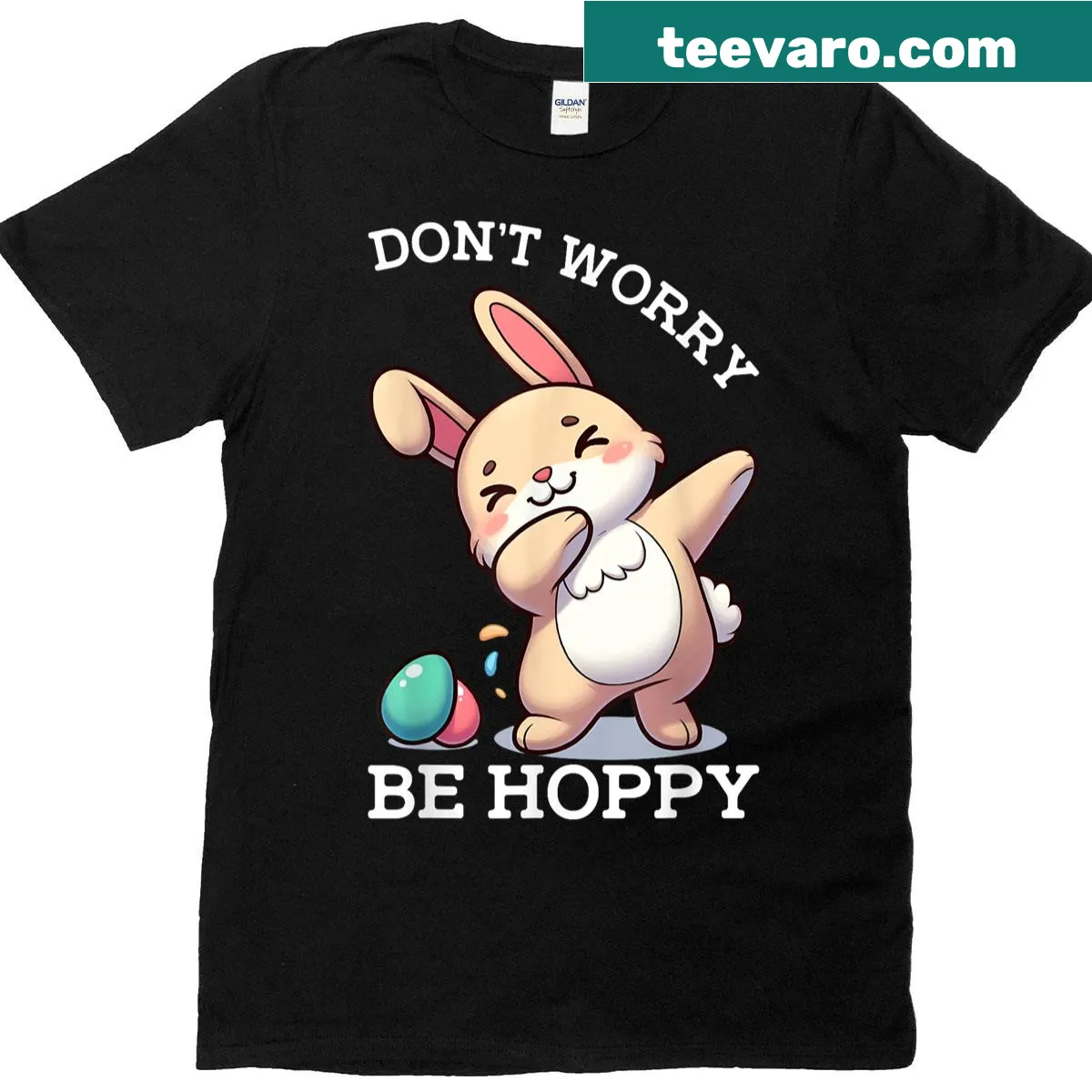 Cute bunny graphic with pun text on an Easter t-shirt — on a men's t-shirt
