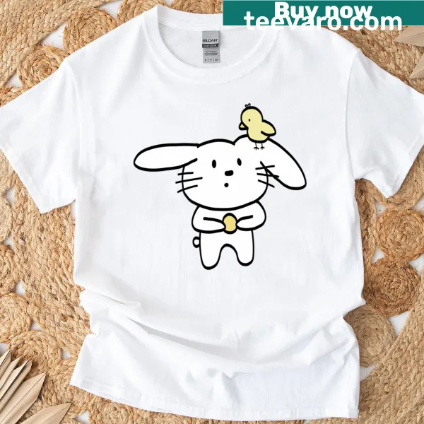 Cute Easter t-shirt with bunny and chick graphic