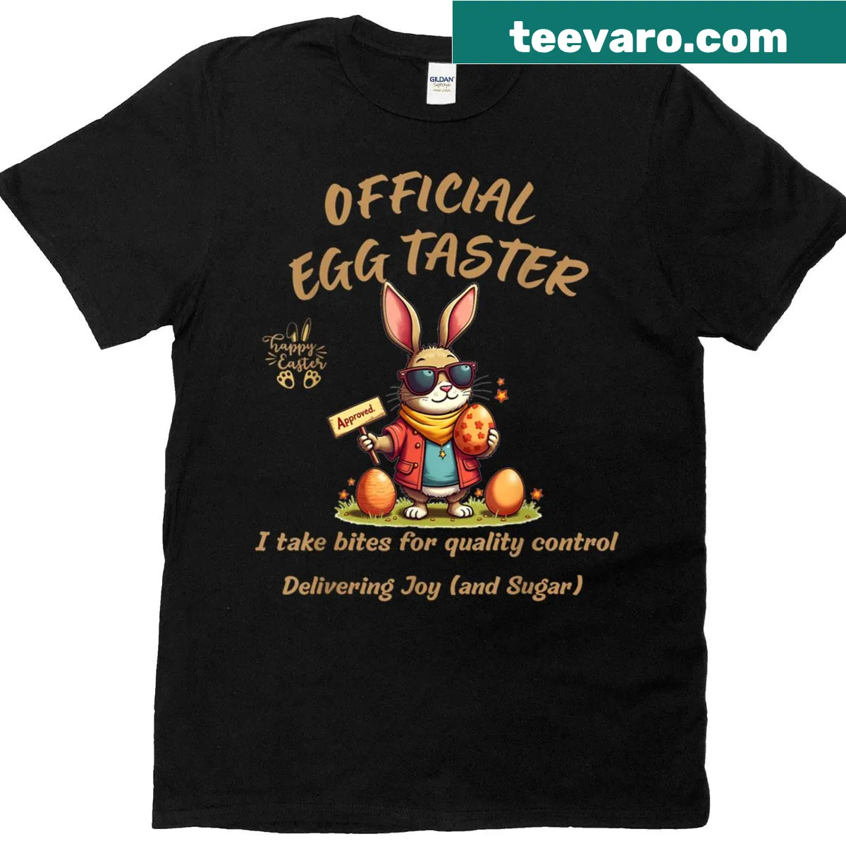 Easter Bunny graphic T-shirt for women celebrating the holiday — on a men's t-shirt