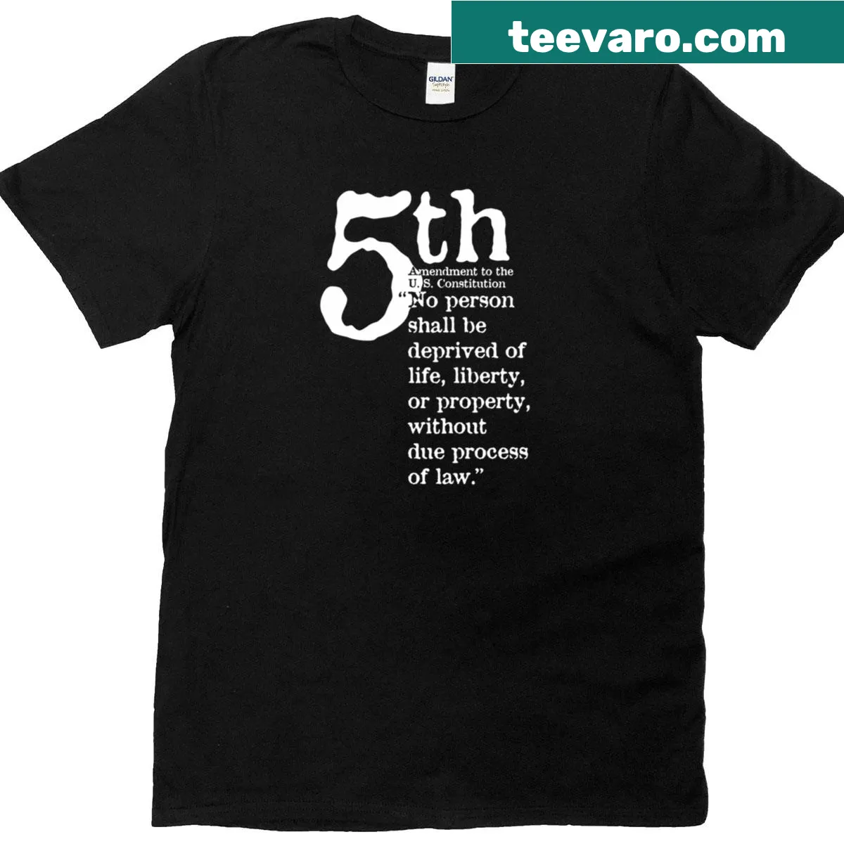 Fifth Amendment to the U.S. Constitution graphic t-shirt — on a men's t-shirt