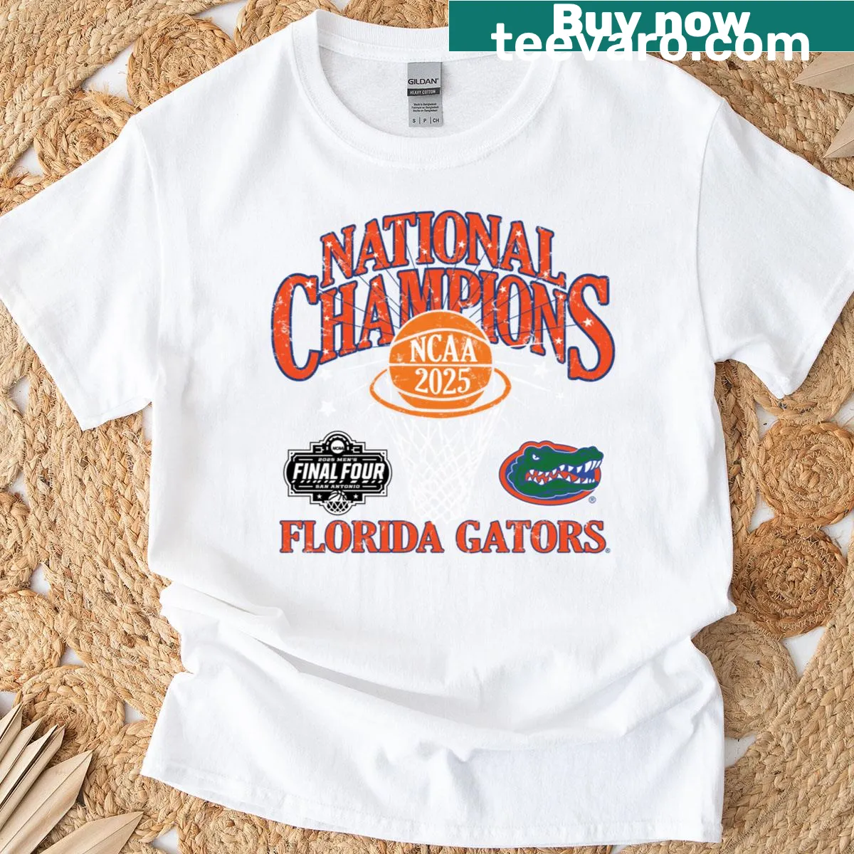 Florida Gators National Champs 2025 t-shirt with bold graphics — on a men's t-shirt
